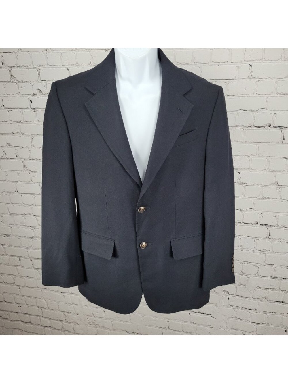 Versini Black 100% Wool 2 Button Ventless Notch Blazer Sport Coat Size 37S